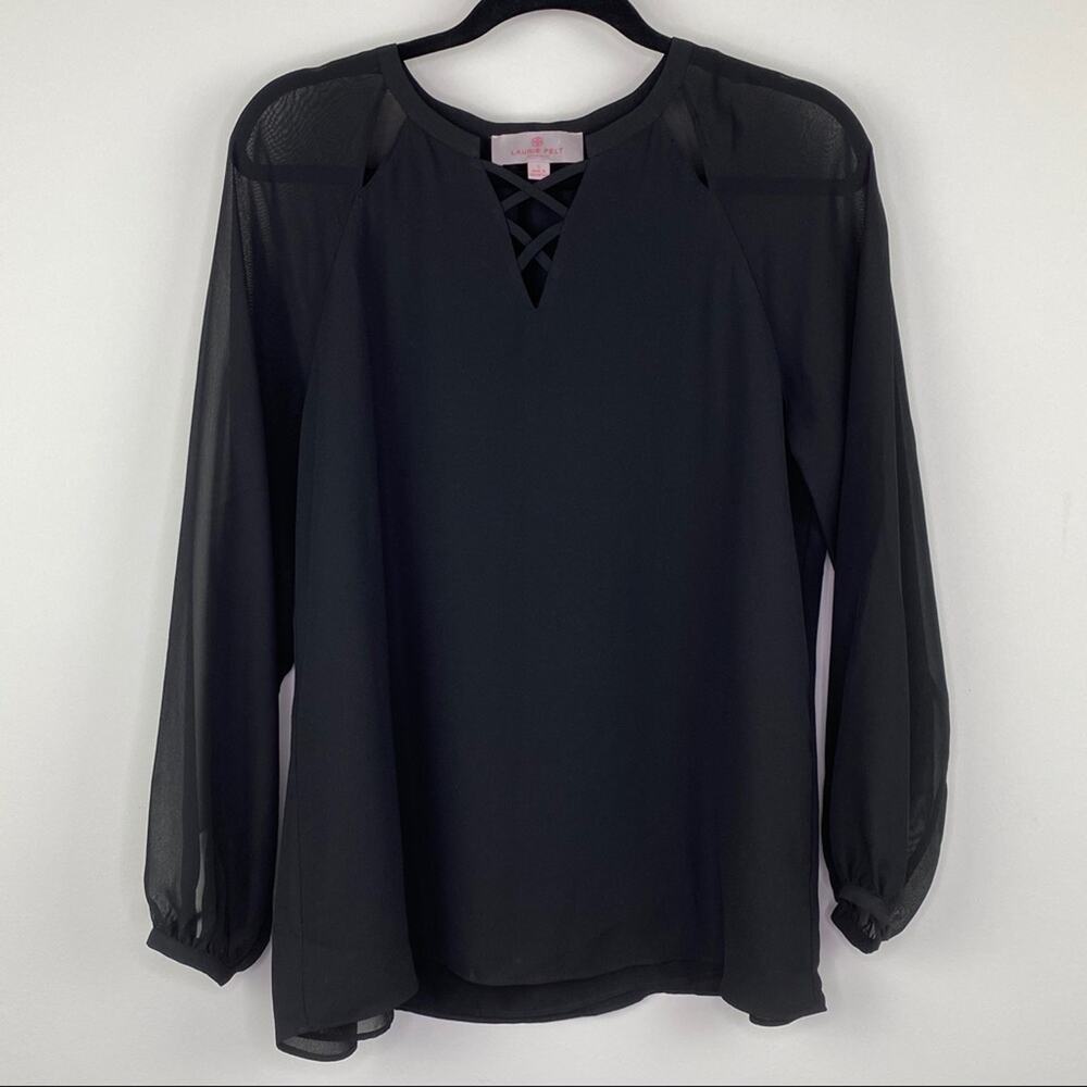 Laurie Felt Women's Top Size S Black Long Sleeve Cutout Casual